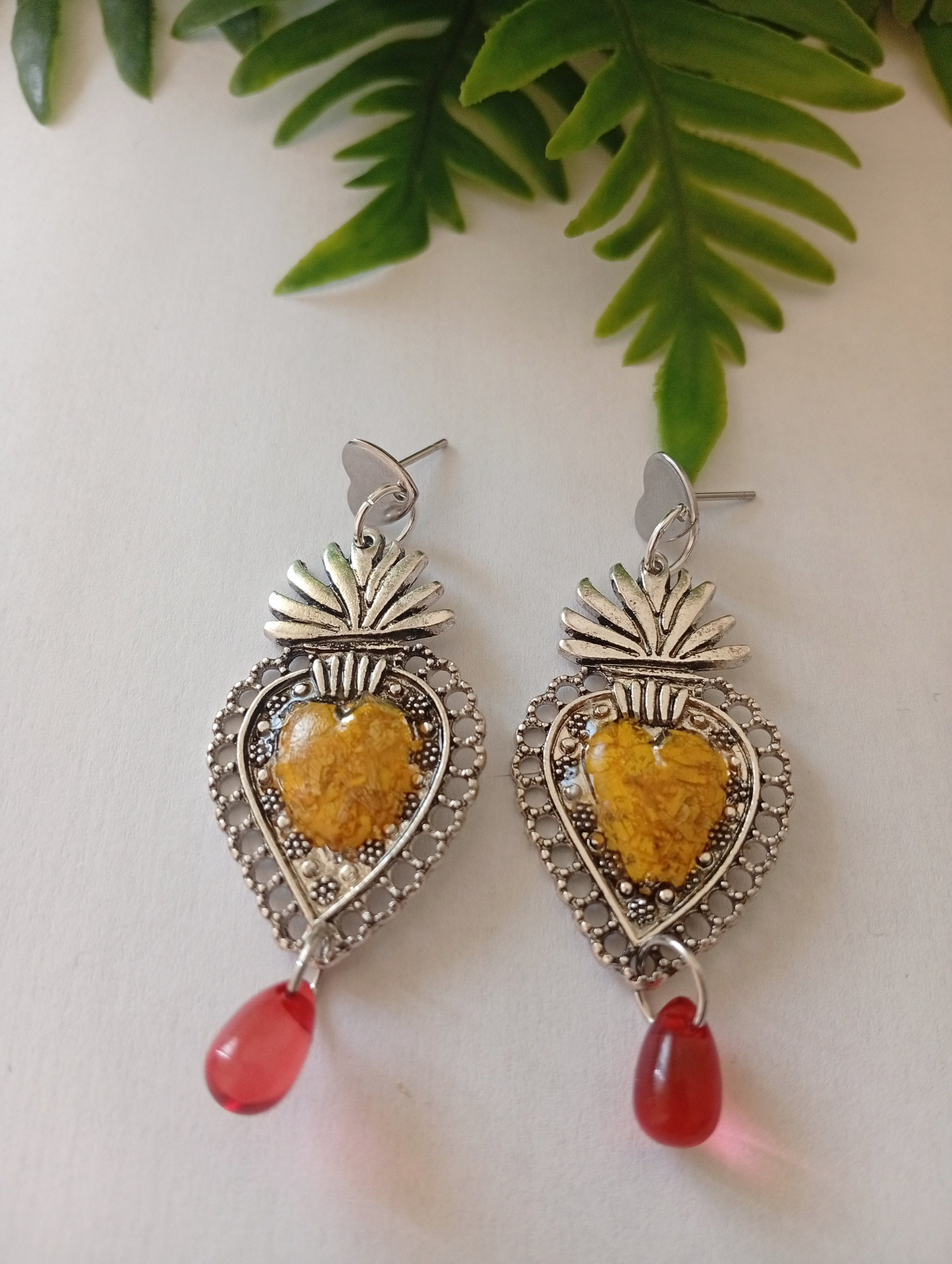 Pendientes corazón de Girasol