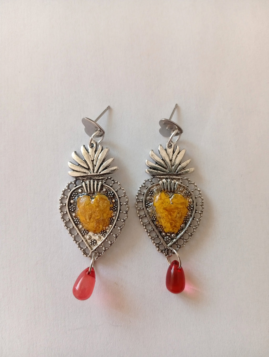 Pendientes corazón de Girasol